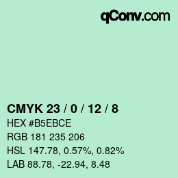 カラーコード: CMYK 23 / 0 / 12 / 8 | qconv.com