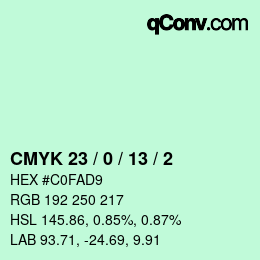 カラーコード: CMYK 23 / 0 / 13 / 2 | qconv.com