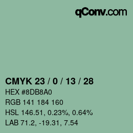 カラーコード: CMYK 23 / 0 / 13 / 28 | qconv.com