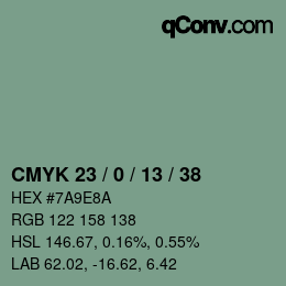Color code: CMYK 23 / 0 / 13 / 38 | qconv.com