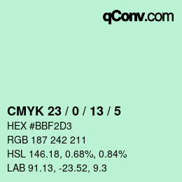 カラーコード: CMYK 23 / 0 / 13 / 5 | qconv.com