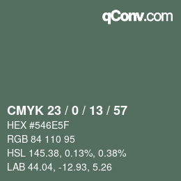 カラーコード: CMYK 23 / 0 / 13 / 57 | qconv.com