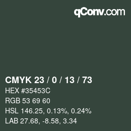 Color code: CMYK 23 / 0 / 13 / 73 | qconv.com