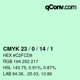 カラーコード: CMYK 23 / 0 / 14 / 1 | qconv.com
