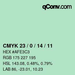 Color code: CMYK 23 / 0 / 14 / 11 | qconv.com