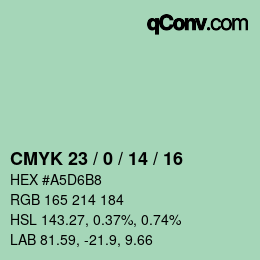 Color code: CMYK 23 / 0 / 14 / 16 | qconv.com