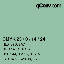 颜色代码: CMYK 23 / 0 / 14 / 24 | qconv.com