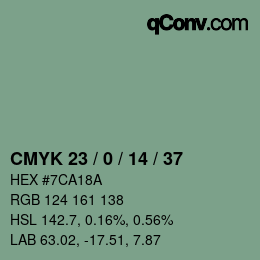 カラーコード: CMYK 23 / 0 / 14 / 37 | qconv.com