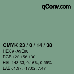 カラーコード: CMYK 23 / 0 / 14 / 38 | qconv.com