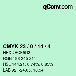 カラーコード: CMYK 23 / 0 / 14 / 4 | qconv.com