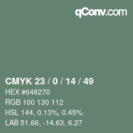 Color code: CMYK 23 / 0 / 14 / 49 | qconv.com