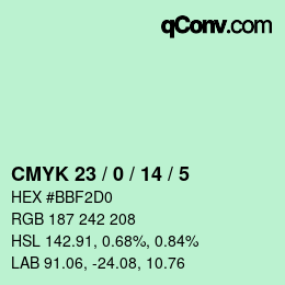 カラーコード: CMYK 23 / 0 / 14 / 5 | qconv.com