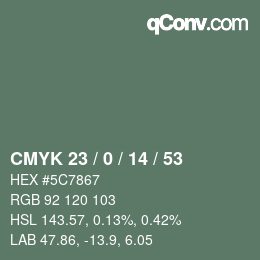 Color code: CMYK 23 / 0 / 14 / 53 | qconv.com