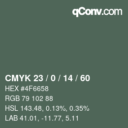 Color code: CMYK 23 / 0 / 14 / 60 | qconv.com