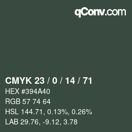 カラーコード: CMYK 23 / 0 / 14 / 71 | qconv.com