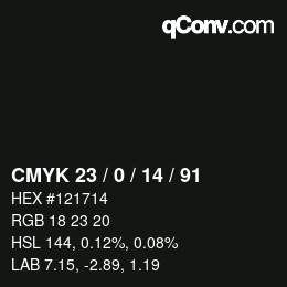 Color code: CMYK 23 / 0 / 14 / 91 | qconv.com