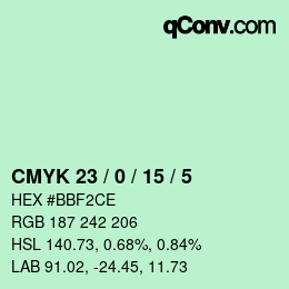 カラーコード: CMYK 23 / 0 / 15 / 5 | qconv.com