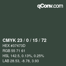 Color code: CMYK 23 / 0 / 15 / 72 | qconv.com