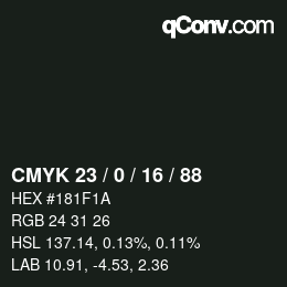 Color code: CMYK 23 / 0 / 16 / 88 | qconv.com