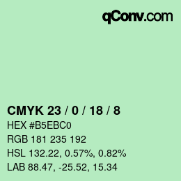 カラーコード: CMYK 23 / 0 / 18 / 8 | qconv.com