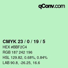 カラーコード: CMYK 23 / 0 / 19 / 5 | qconv.com