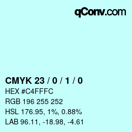カラーコード: CMYK 23 / 0 / 1 / 0 | qconv.com