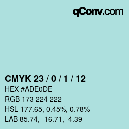 Color code: CMYK 23 / 0 / 1 / 12 | qconv.com