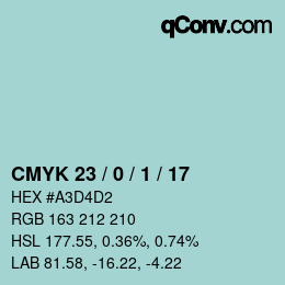 Color code: CMYK 23 / 0 / 1 / 17 | qconv.com