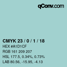 Farbcode: CMYK 23 / 0 / 1 / 18 | qconv.com