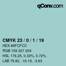 カラーコード: CMYK 23 / 0 / 1 / 19 | qconv.com