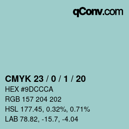 カラーコード: CMYK 23 / 0 / 1 / 20 | qconv.com