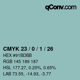 カラーコード: CMYK 23 / 0 / 1 / 26 | qconv.com