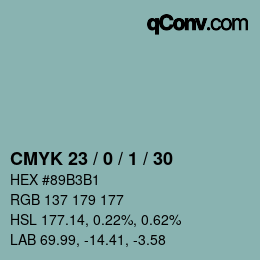 Farbcode: CMYK 23 / 0 / 1 / 30 | qconv.com