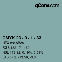 カラーコード: CMYK 23 / 0 / 1 / 33 | qconv.com