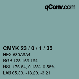 颜色代码: CMYK 23 / 0 / 1 / 35 | qconv.com