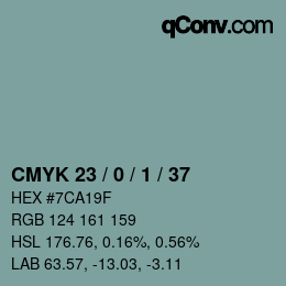 Color code: CMYK 23 / 0 / 1 / 37 | qconv.com