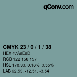 颜色代码: CMYK 23 / 0 / 1 / 38 | qconv.com