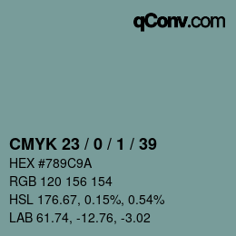 颜色代码: CMYK 23 / 0 / 1 / 39 | qconv.com