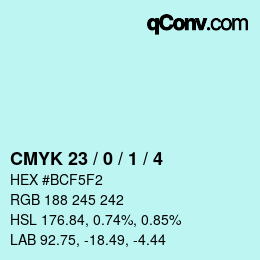 Color code: CMYK 23 / 0 / 1 / 4 | qconv.com