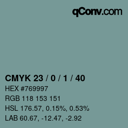 カラーコード: CMYK 23 / 0 / 1 / 40 | qconv.com