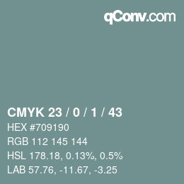カラーコード: CMYK 23 / 0 / 1 / 43 | qconv.com