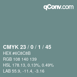 Color code: CMYK 23 / 0 / 1 / 45 | qconv.com