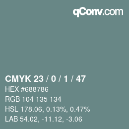 Color code: CMYK 23 / 0 / 1 / 47 | qconv.com