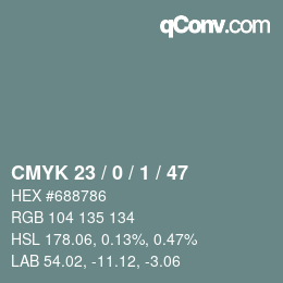 カラーコード: CMYK 23 / 0 / 1 / 47 | qconv.com