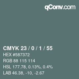 Color code: CMYK 23 / 0 / 1 / 55 | qconv.com