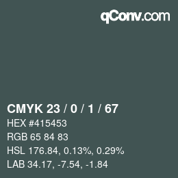 カラーコード: CMYK 23 / 0 / 1 / 67 | qconv.com