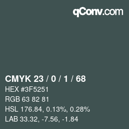颜色代码: CMYK 23 / 0 / 1 / 68 | qconv.com