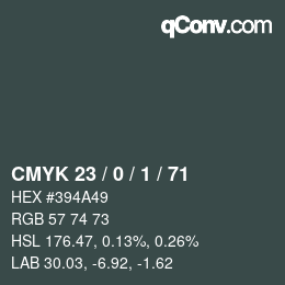 Color code: CMYK 23 / 0 / 1 / 71 | qconv.com