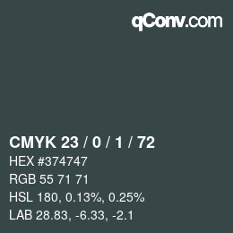 Color code: CMYK 23 / 0 / 1 / 72 | qconv.com