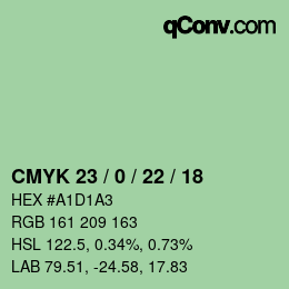 カラーコード: CMYK 23 / 0 / 22 / 18 | qconv.com